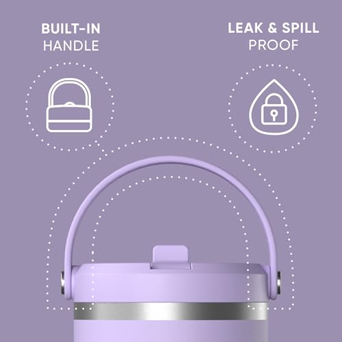 Hydrapeak Nomad 24 oz Tumbler with Handle and Straw Lid, Leakproof, Double Insulated, 24oz Cup Stainless Steel (Blush)