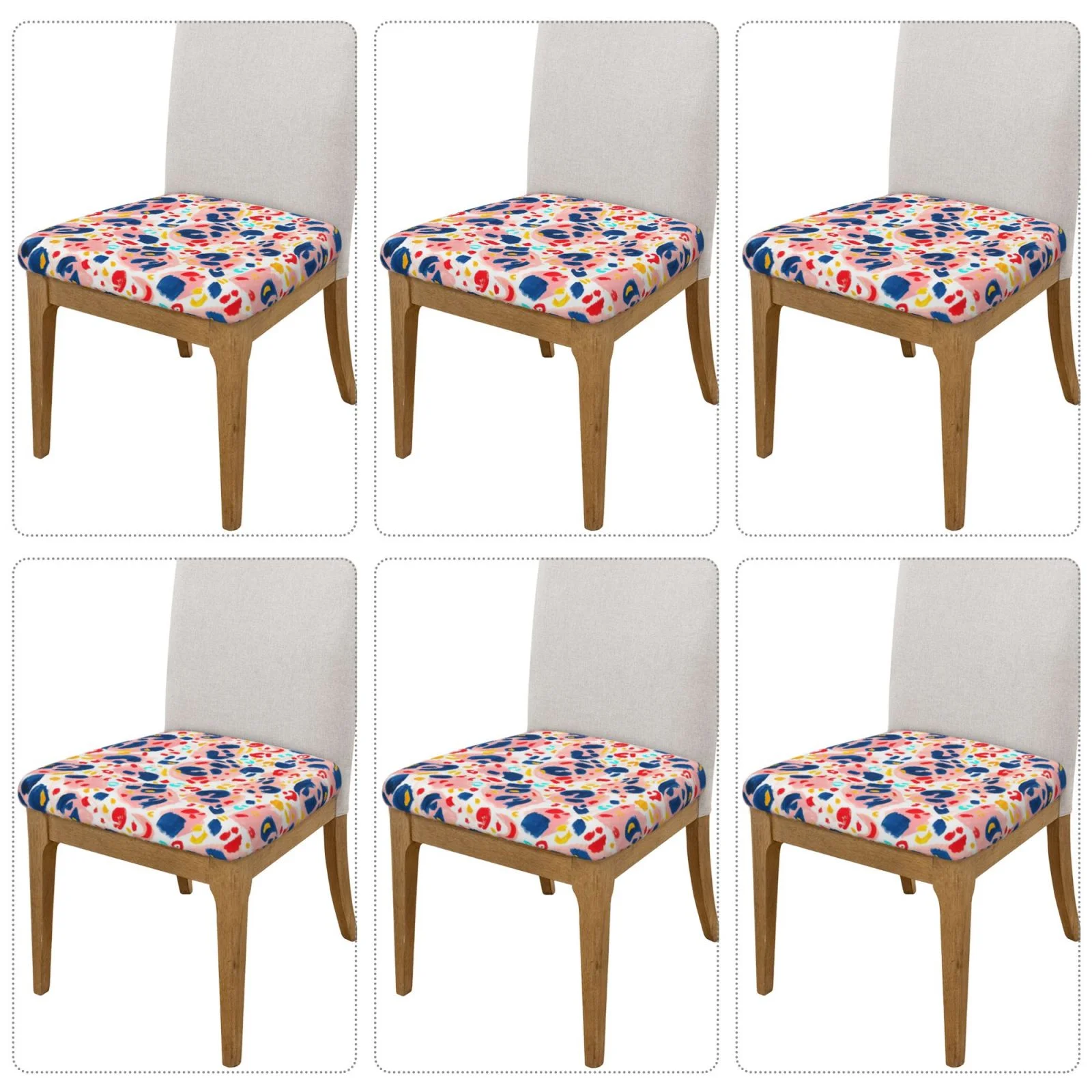 Junzan Hand Painted Abstract Leopard Print Print Dining Chair Seat Covers, Stretch Fitted Dining Room Upholstered Chair Seat Cushion Cover