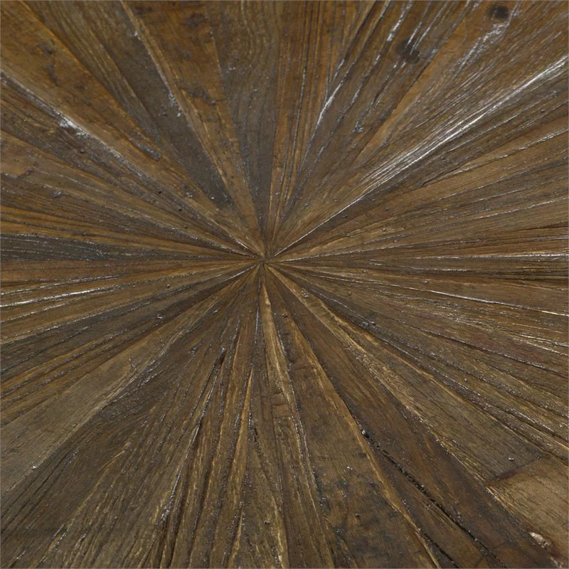 Home Square Wood and Metal End Table in Natural Brown and Gold - Set of 2