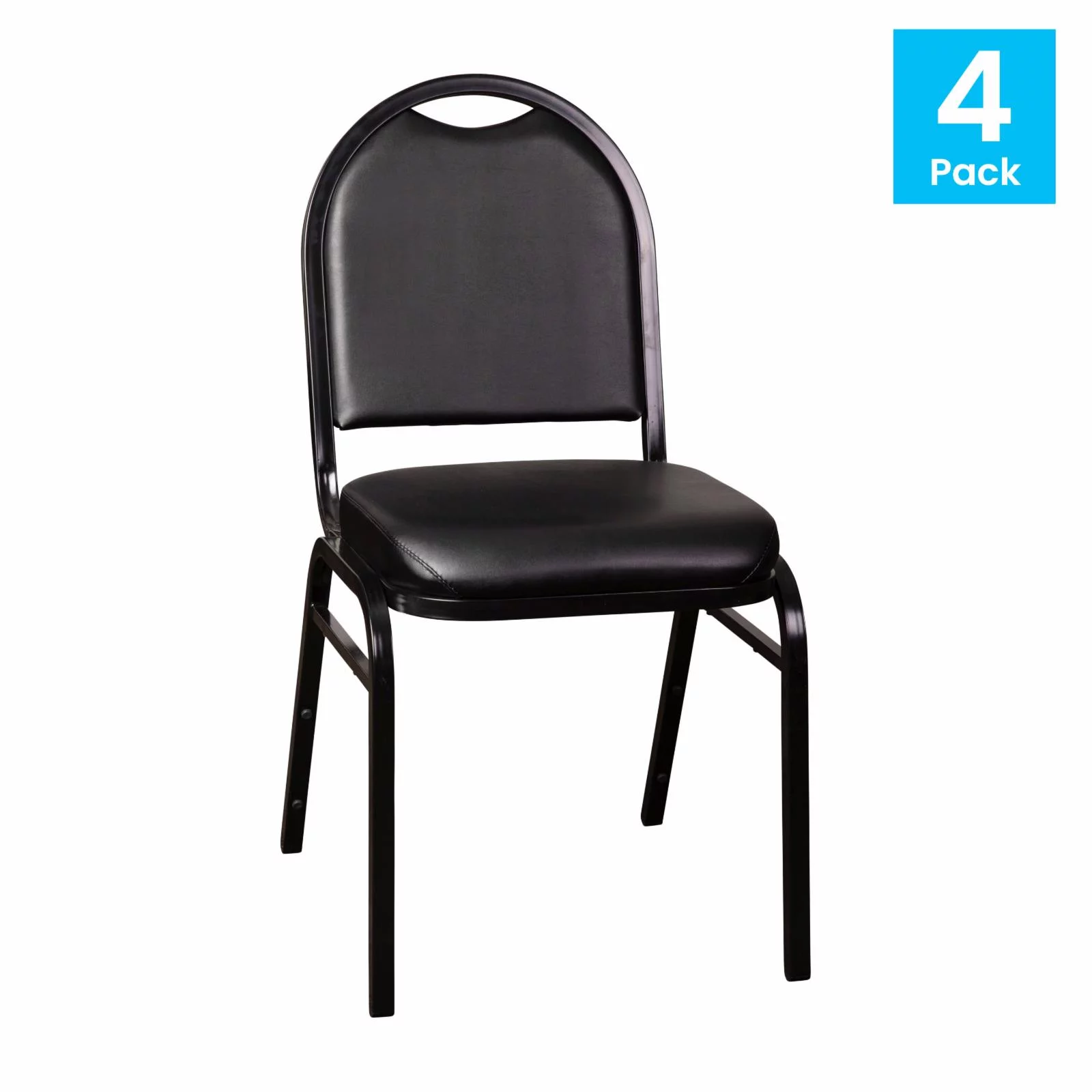 Flash Furniture HERCULES Series Vinyl/Metal Banquet Dome Back Stacking Chairs Black/Silver Vein 4