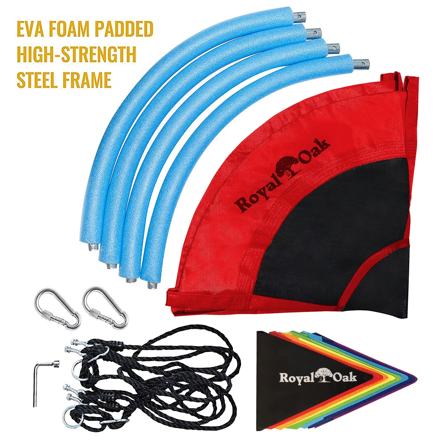 Royal Oak Giant 40 Inch Flying Saucer Tree Swing, Bonus Protective Swing Cover And Flags, 700 Lb Weight Capacity, Easy Install, Steel Frame