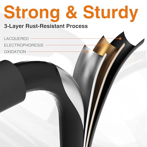 3 Step Ladder, Protable Steel Folding Stool with Wide Anti-Slip Pedal, 500lbs Sturdy Steel Ladder, Black