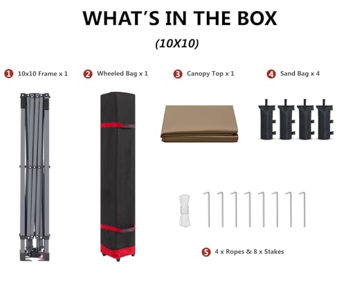 ABCCANOPY Pop Up Canopy - Outdoor Patio Portable Canopy Tent Heavy Duty for Backyard and Deck with 4 Sandbags(White, 10x10)