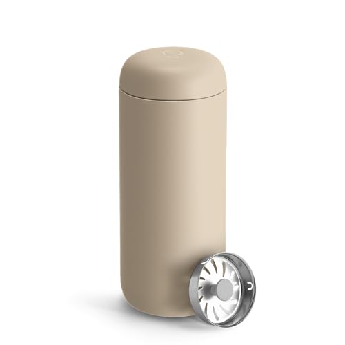 Fellow 16 oz Carter Move Travel Mug - Vacuum-Insulated Stainless Steel Travel Coffee Mug - Coffee Tumbler with Ceramic Interior and Splash Guard - Matte Black