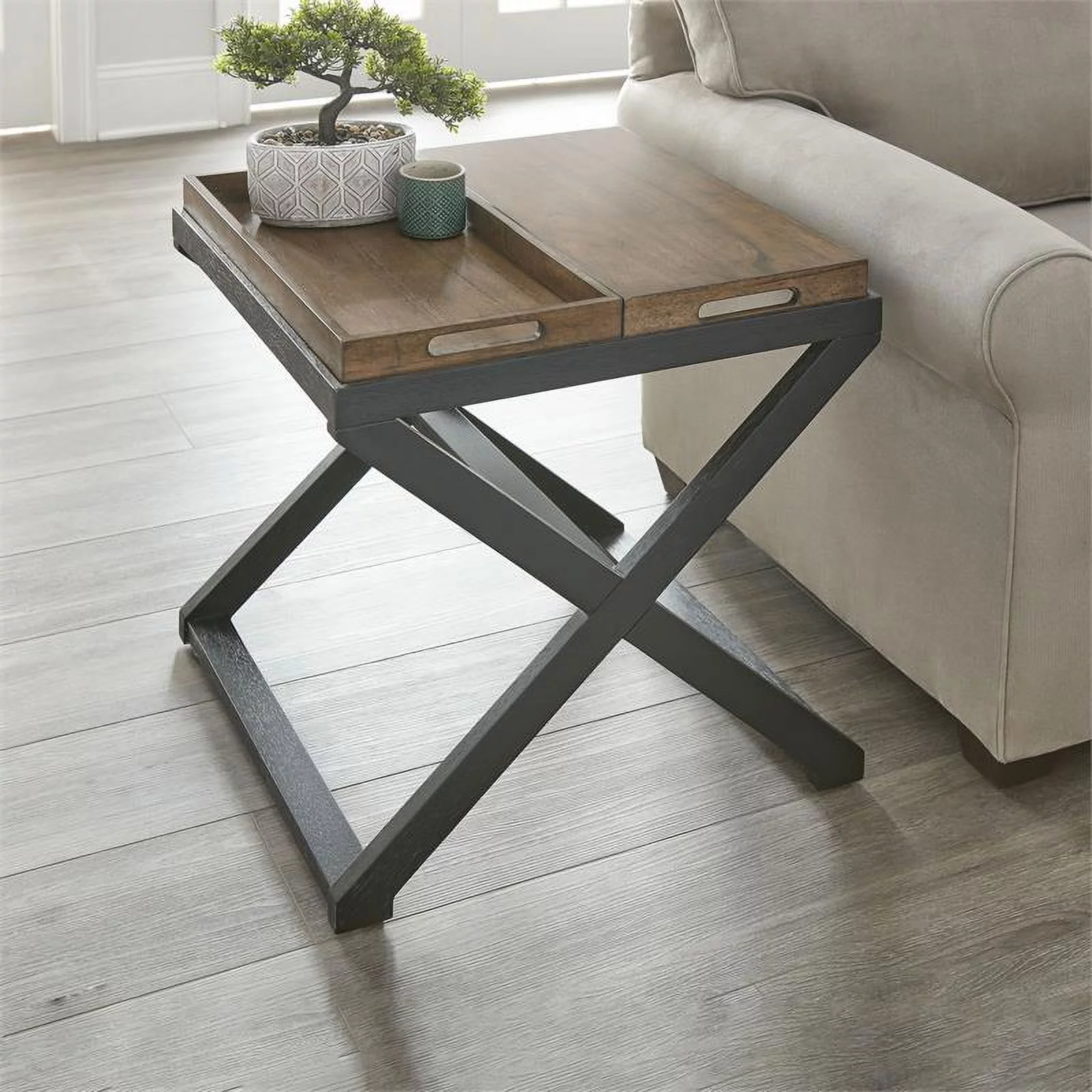 Topeka Walnut and Ebony Solid Wood End Table