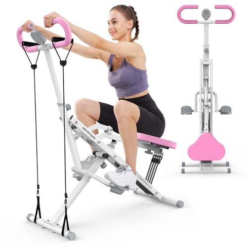 Sportsroyals Squat Machine for Home,Ride & Rowing Machine for Glutes Butt Thighs,Ab Back/Leg Press,Foldable & Easy Setup Exercise Equipment w/Adjustable Resistance,350lbs Capacity