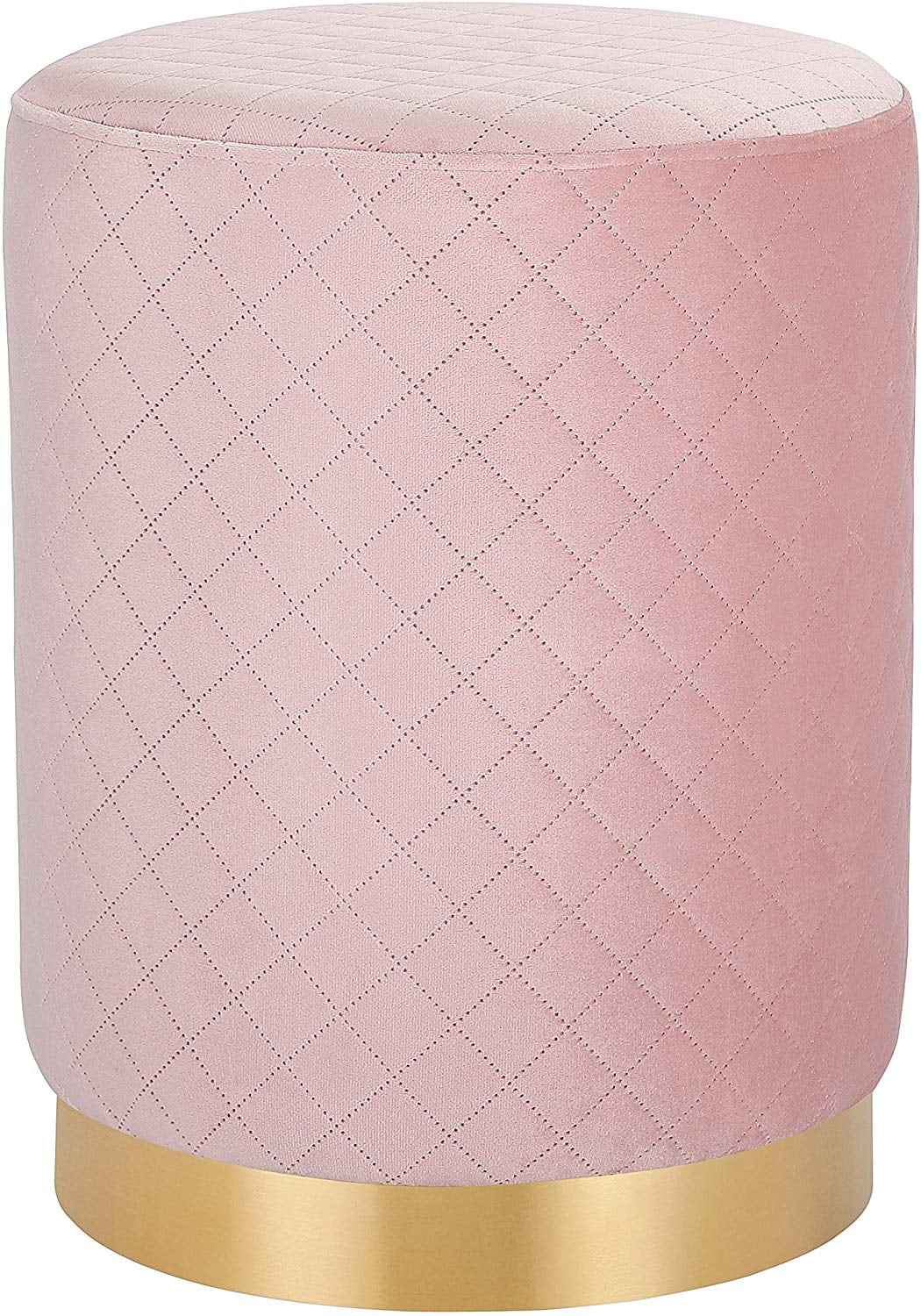 BirdRock Home Round Velvet Ottoman Foot Stool - Pink