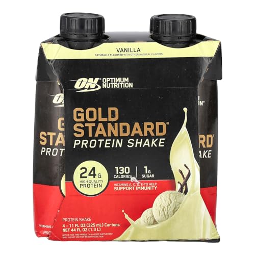 Optimum Nutrition Gold Standard Protein Shake, 24g Protein, Ready to Drink Protein Drinks, Chocolate, 11 Fl Oz, 12 Count (Pack of 1) (Packaging May Vary)