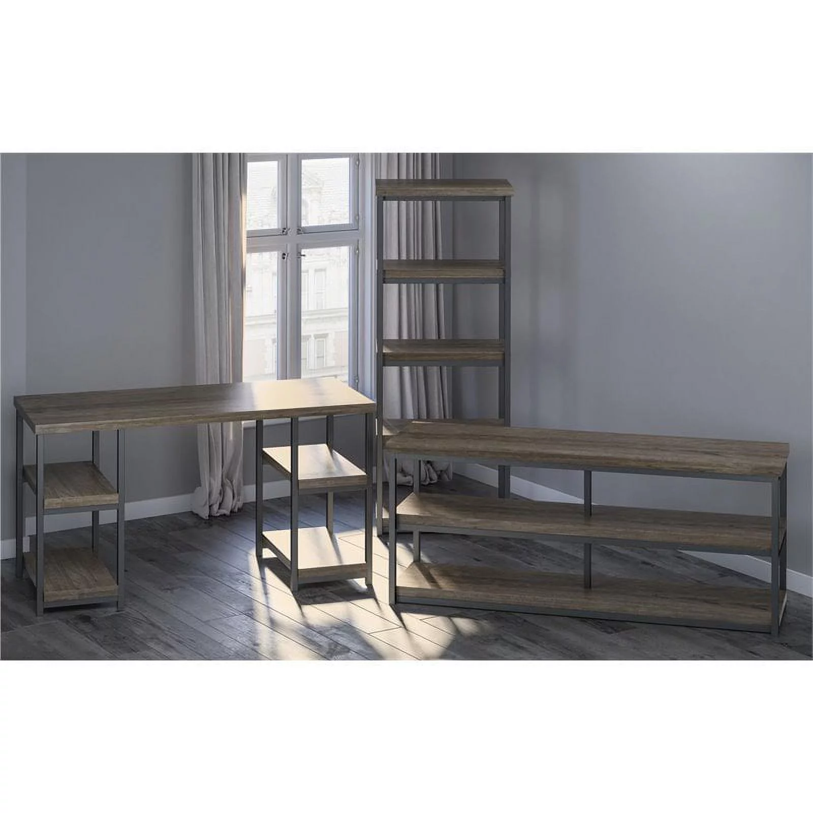 Ameriwood Home Ashlar Bookcase in Weathered Oak