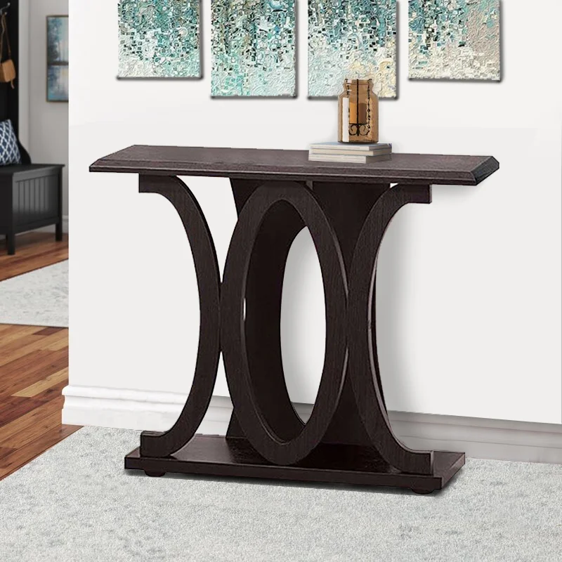 Stylish Console Table With Base Shelf Dark Brown- Saltoro Sherpi