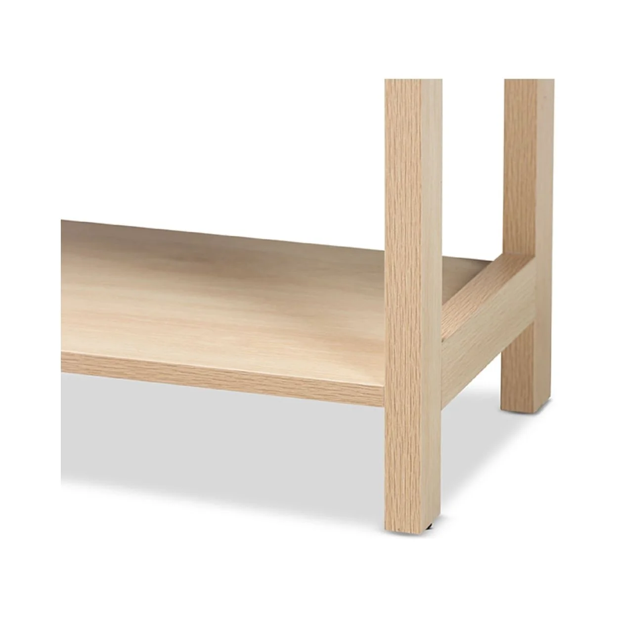 Baxton Studio Sebille Mid-Century Modern Light Brown Finished Wood 2-Drawer Console Table with Natural Rattan