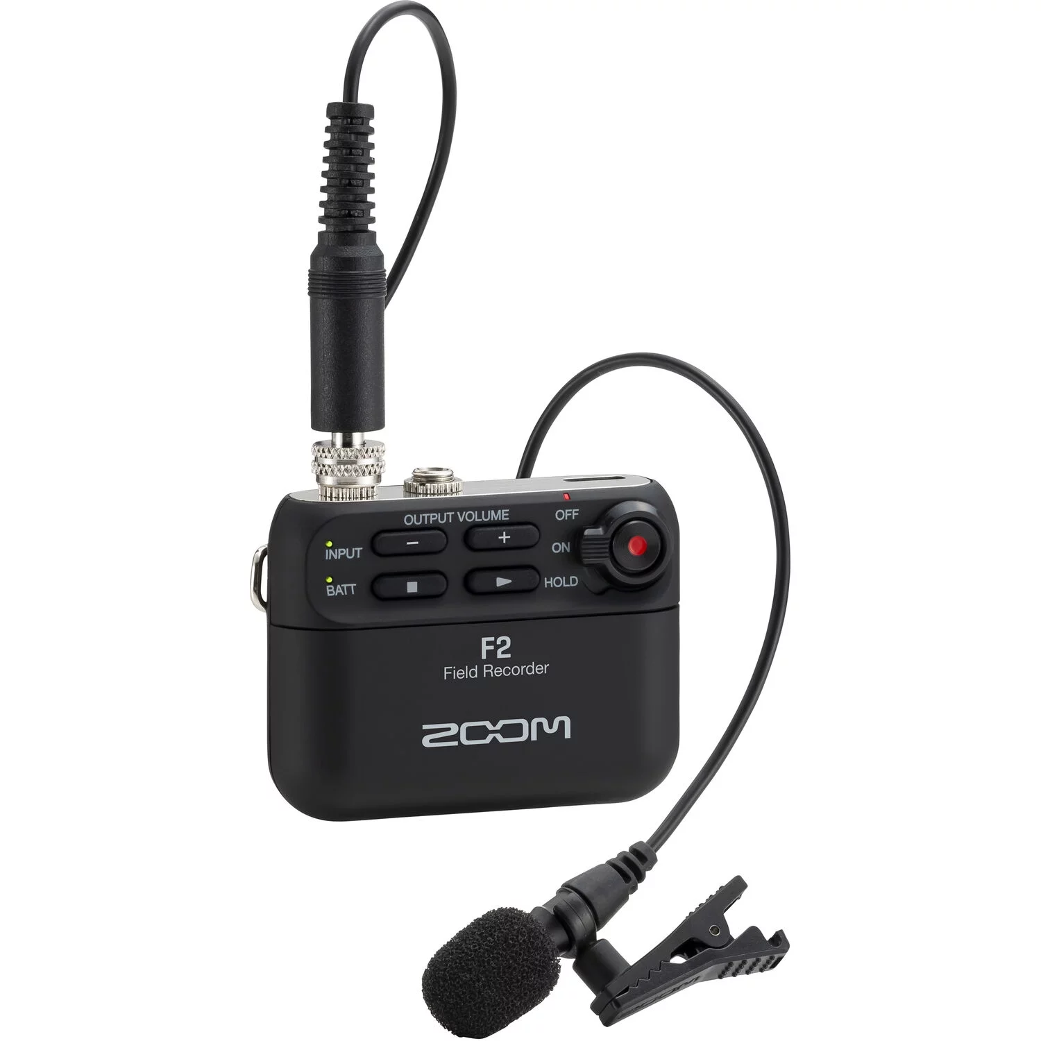 Zoom F2 Portable Field Recorder with Lavalier Microphone + 32GB microSDHC Memory Card + AAA Alkaline Batteries + Cleaning Cloth - Top Value Bundle