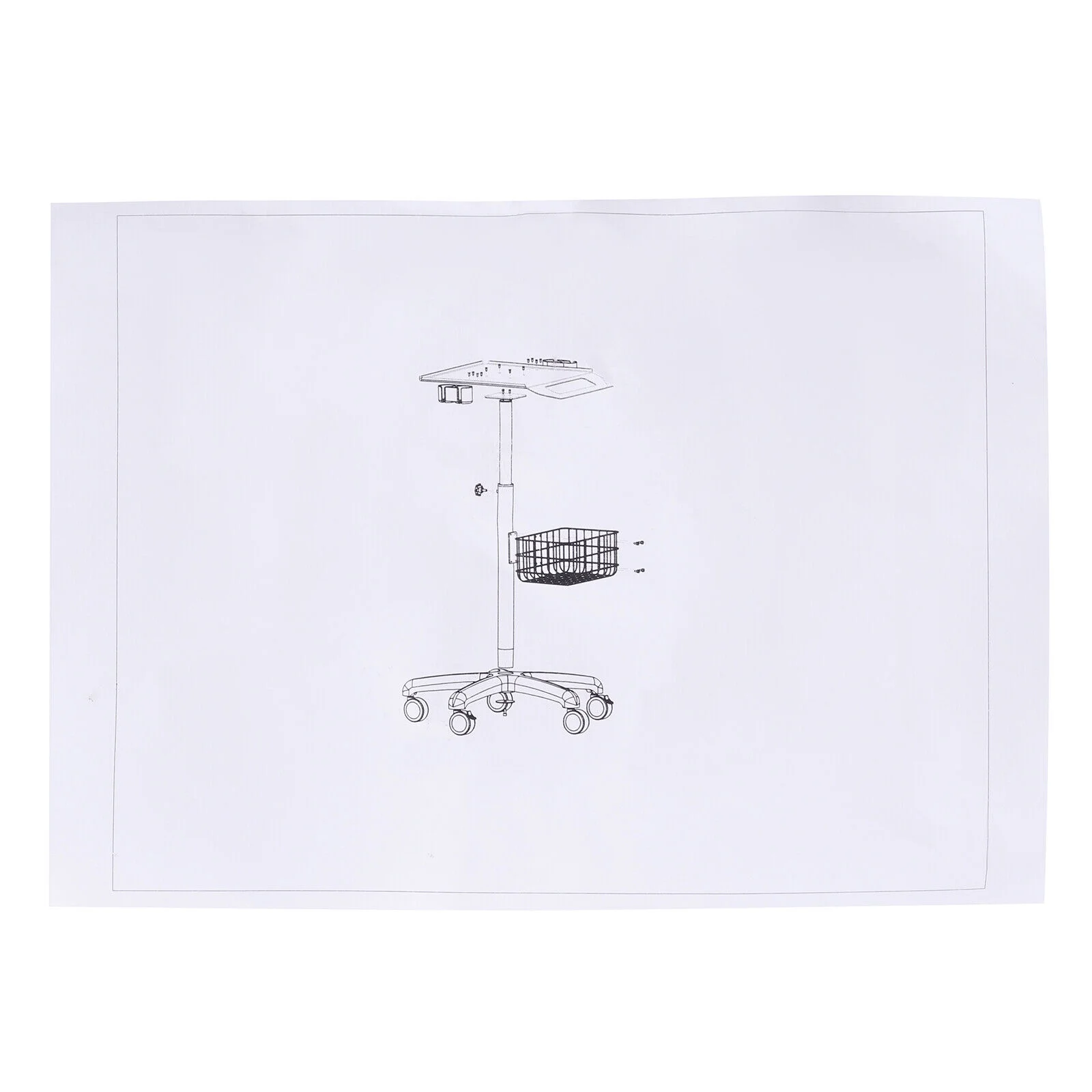 ZhdnBhnos Medical Mobile Trolley Cart Rolling Cart with Wheels & Basket 33.46-43.71in Height Adjustable 55.12LBS Load Capacity