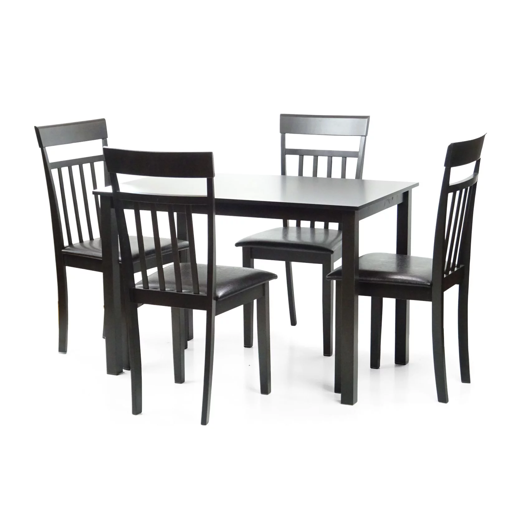 Set of 5 pc Table and 4 Side Warm Chairs Solid Wooden Espresso Black Finish