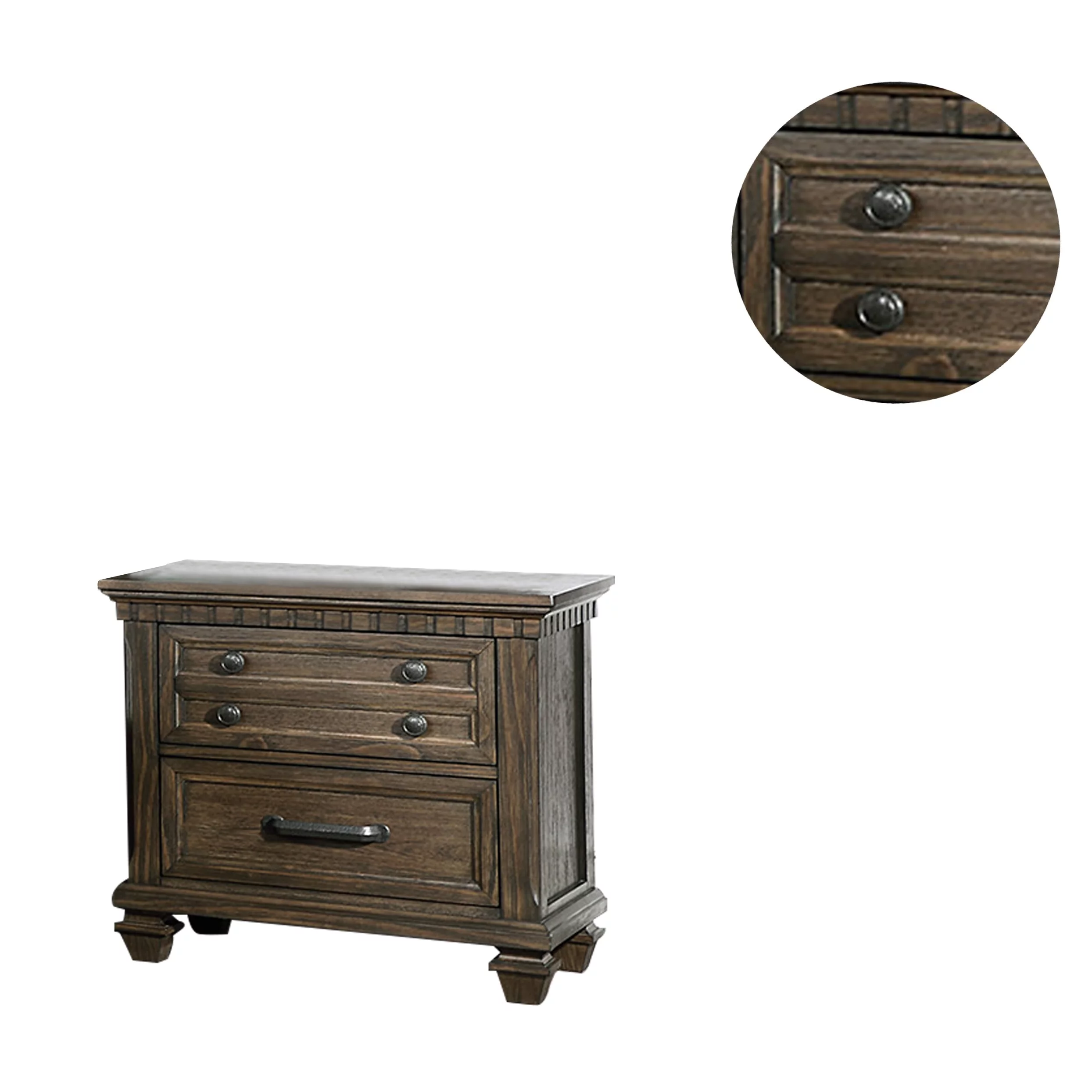 Simple Relax 2-Drawer Wood Nightstand in Rustic Brown Finish