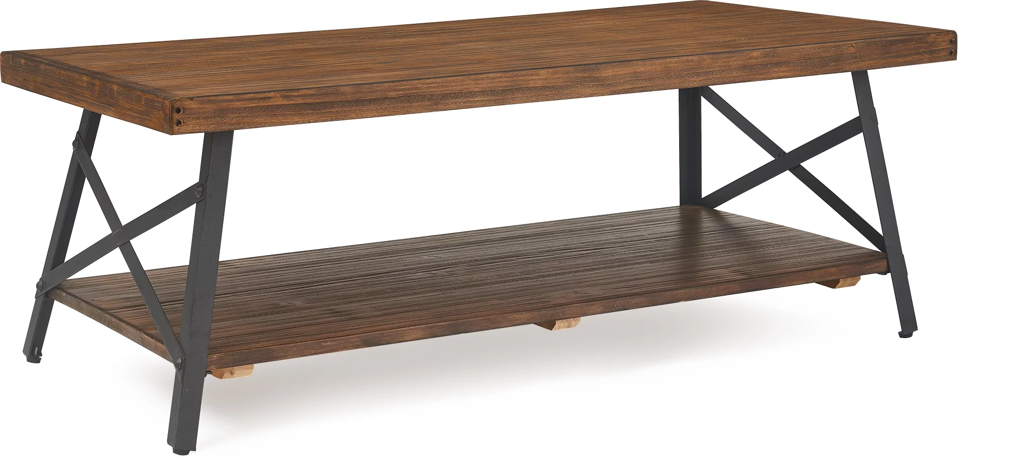 ClickDecor Ezra Solid Wood and Metal Coffee Table Walnut Brown
