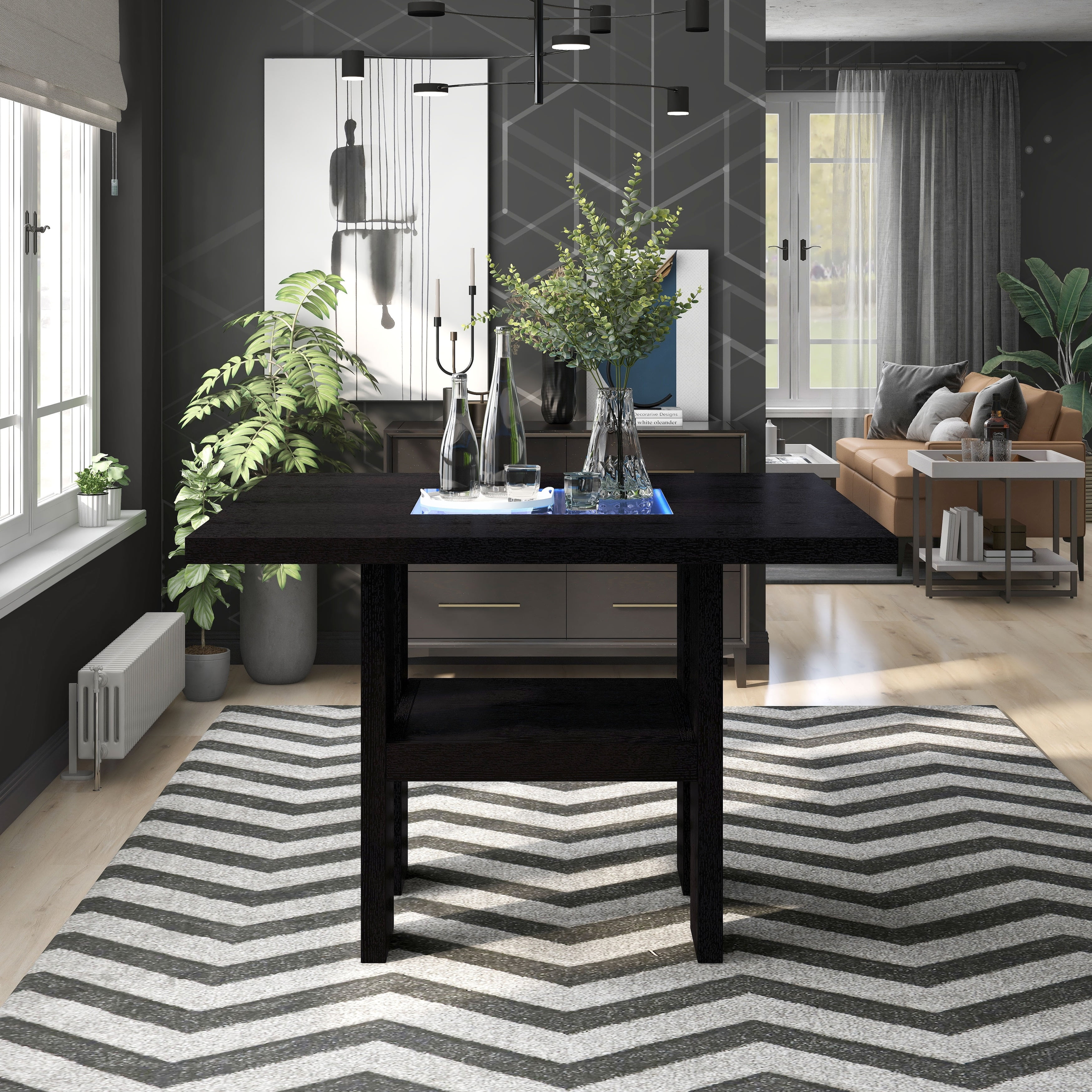 Strick & Bolton  Lange 54-inch Light-up Counter Height Wood Dining Table