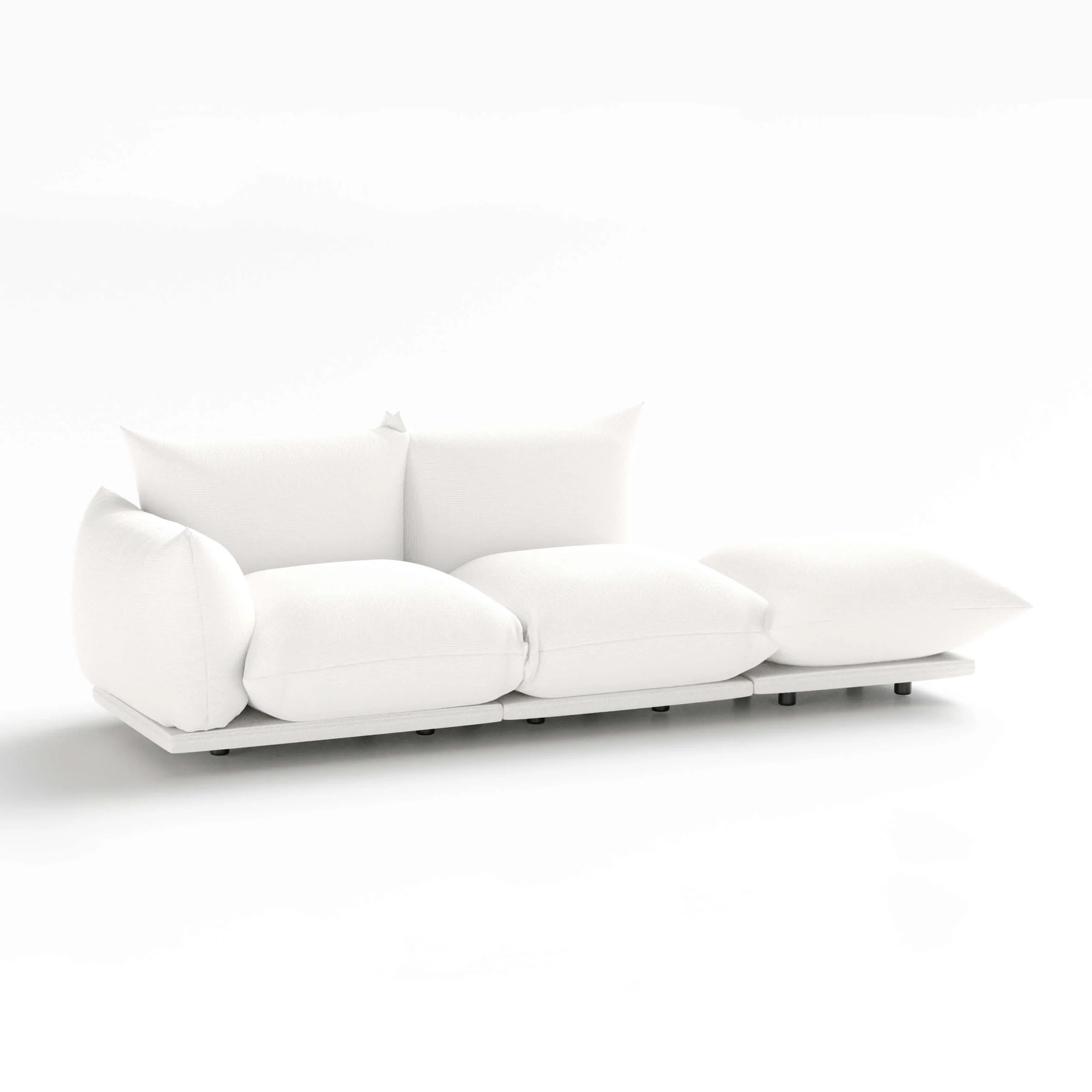 Upholstery Sofa Modern Sectional Couch Open End for Living Room Bedroom Apartment White