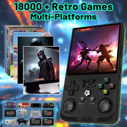 Portable Handheld Game Console with 18,000+ Classic Games, Retro Handheld Game Console Handheld Portable Gaming Console for Travel(Black 64GB MAX)