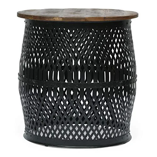 Christopher Knight Home Niver Side Table, Black + Natural