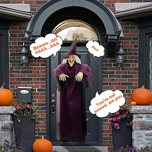Molezu Halloween Outdoor Decorations Animated Talking Witch, Red Eyes, 75