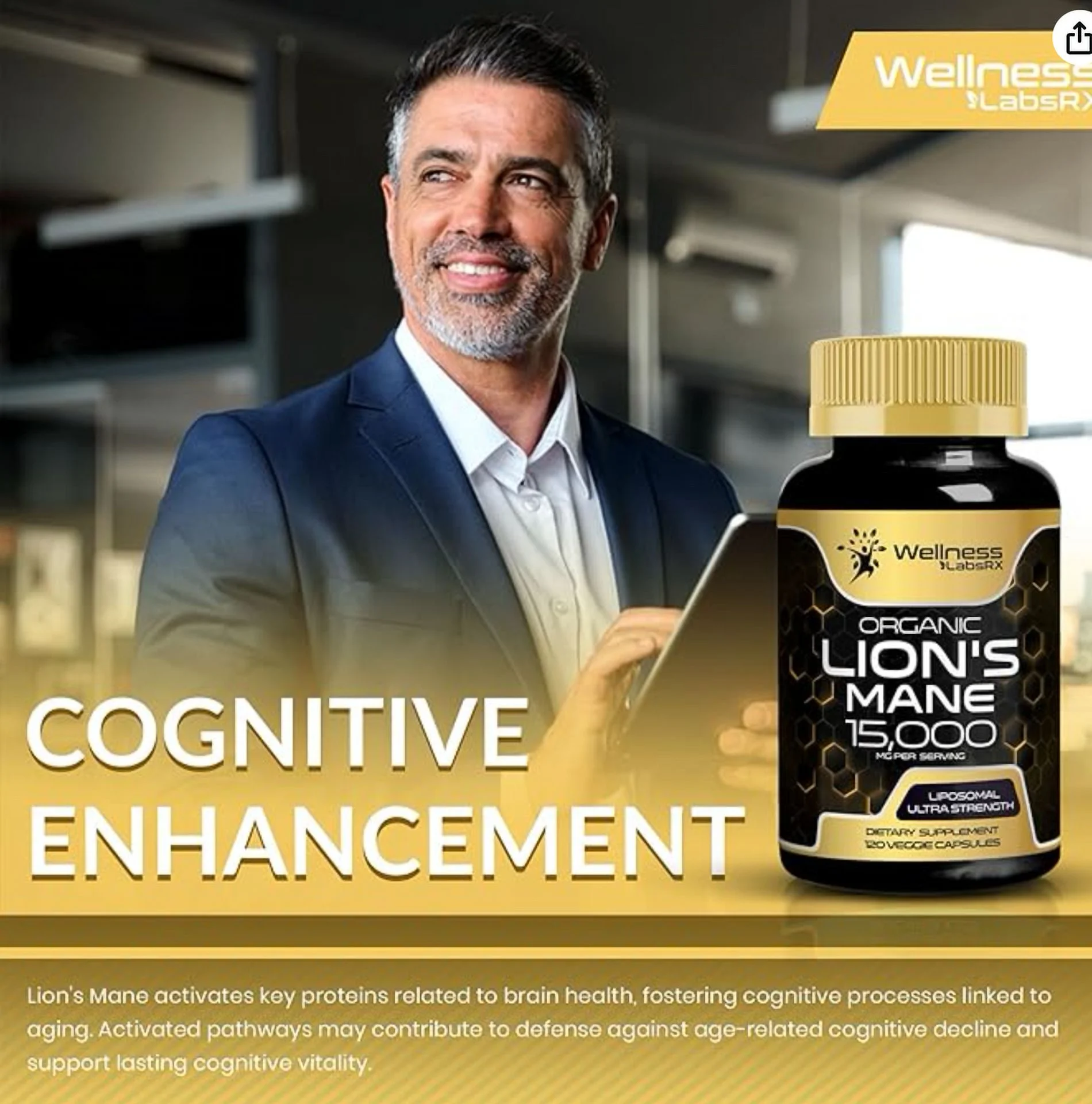 Lions Mane Supplement Mushroom Supplement, Brain Suppleme 120 Capsule