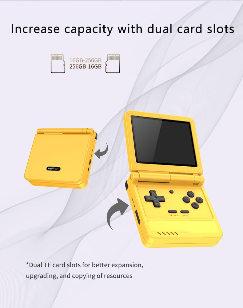 Powkiddy V90S Retro Handheld Console - 10,000+ Preloaded Games, Foldable Clamshell Design, 3.5