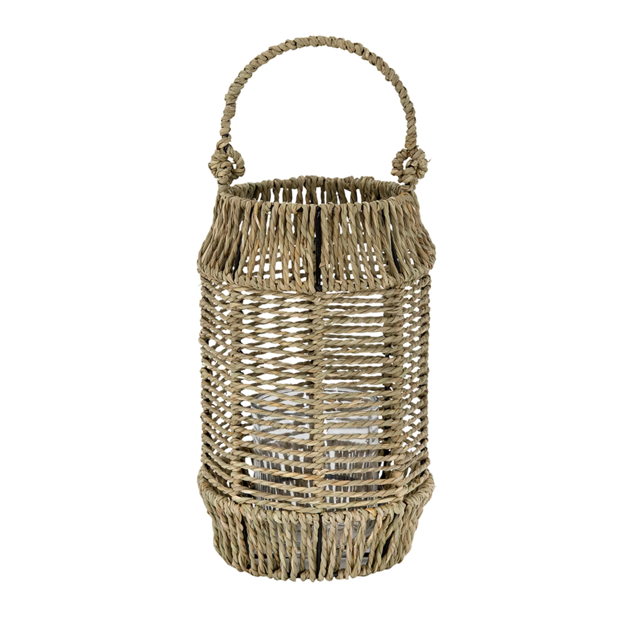 CC Home Furnishings Seagrass Rope Wrapped Candle Lantern - 10.25