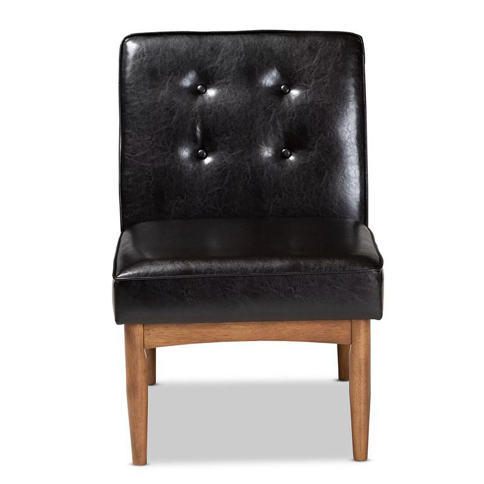 Bowery Hill Dark Brown Faux Leather Upholstered Wood Dining Chair