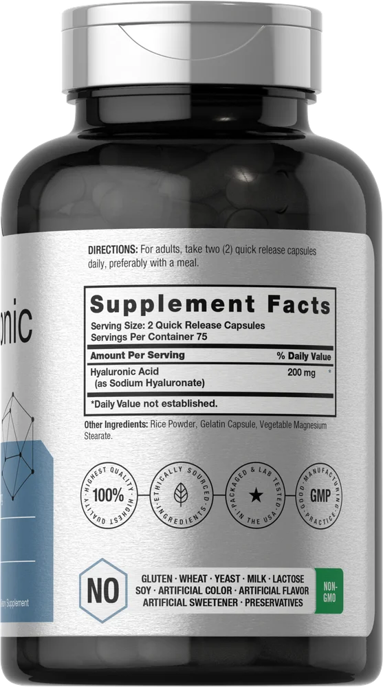 Horbaach Hyaluronic Acid 200 mg 150 Capsules | Non-GMO & Gluten Free Supplement