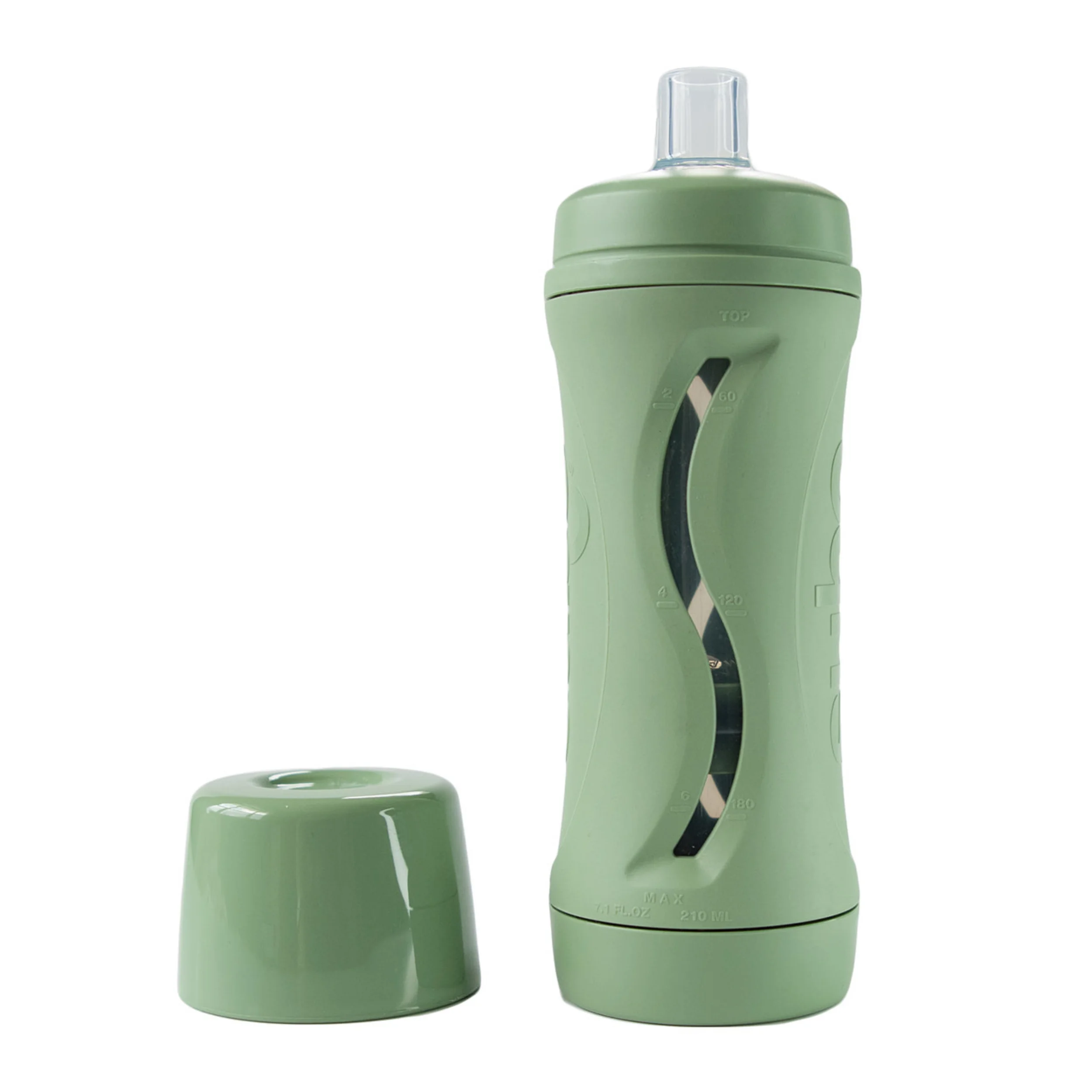 Subo Baby Food Bottle | No Mess Baby Toddler Self Feeder | Squeeze Free Design for Purees, Smoothies, Yogurt, Oatmeal, or Thickened Liquids | Reusable Silicone Washable Cup (Sage)