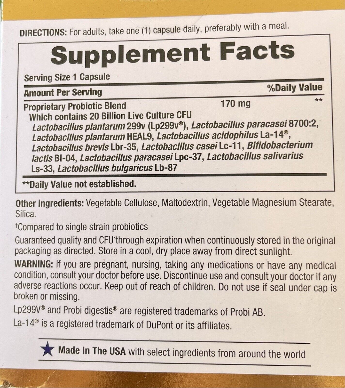 Nature's Bounty Ultra Strength Probiotic 10, 70 Capsules