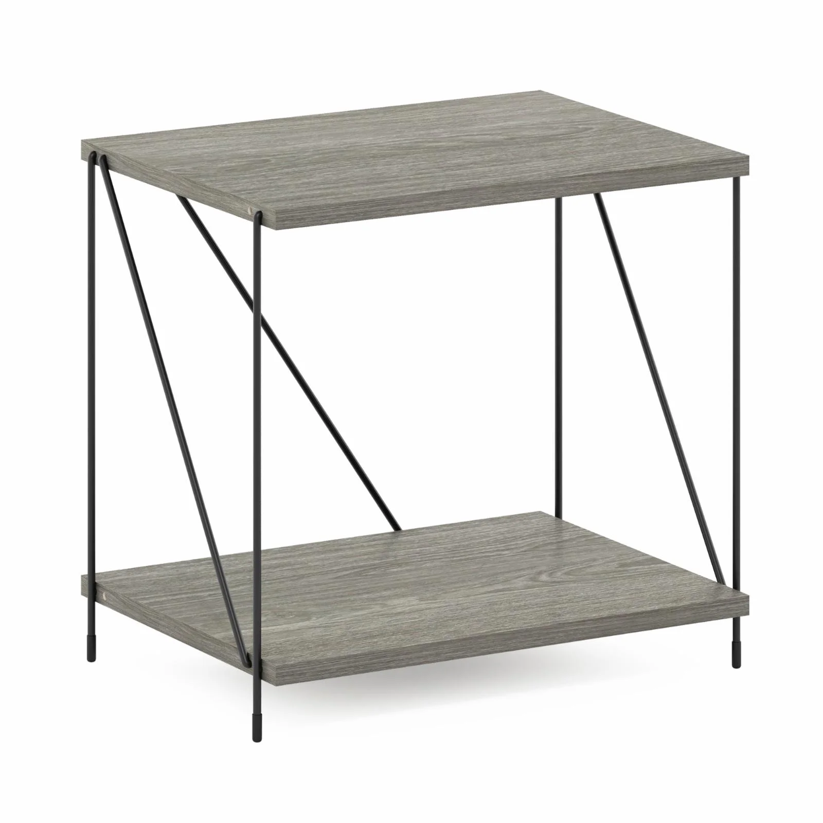 Furinno Besi Industrial Multipurpose Side Table with Metal Frame, Finn Oak