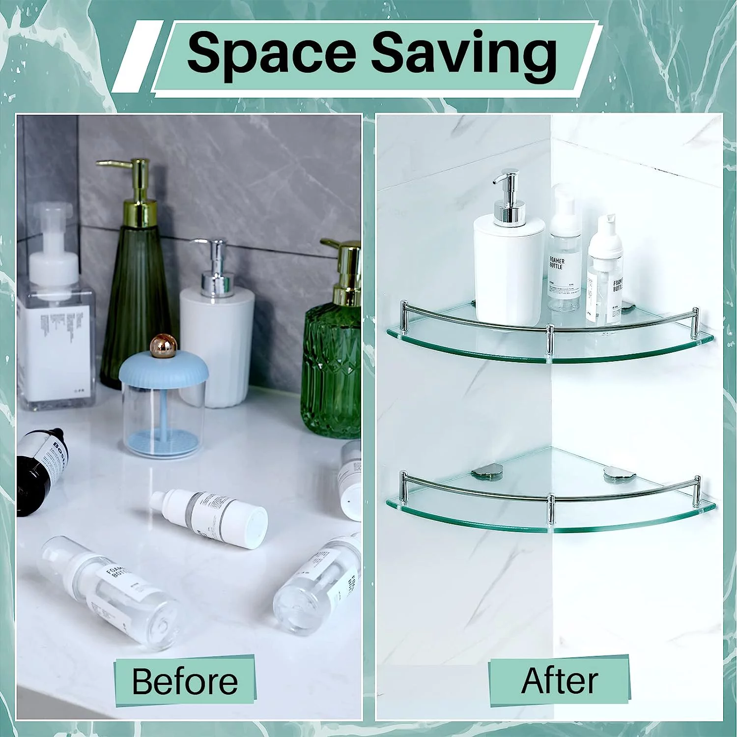 Lefree 4 Pack Bathroom Shelf Tempered Glass Floating Wall Shelves