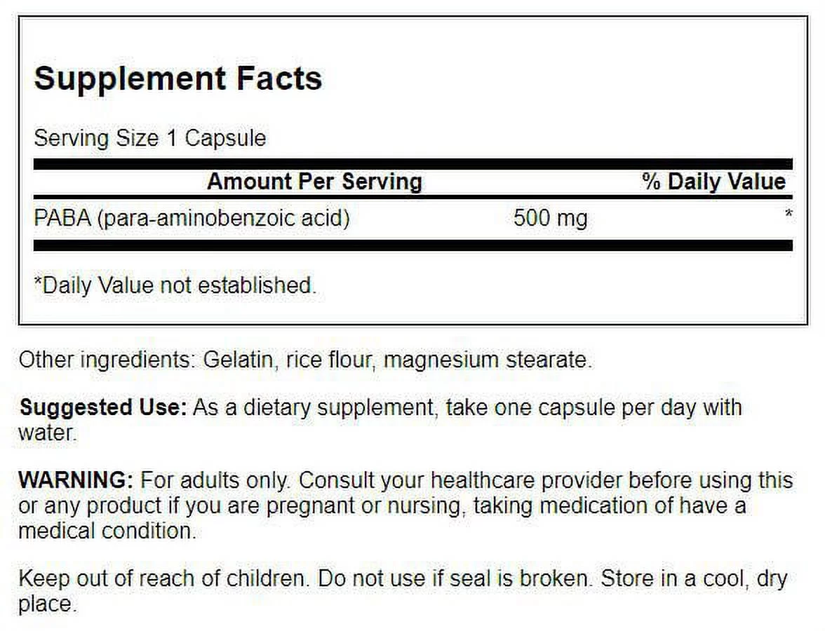 Swanson Paba 500 mg 120 Caps 2 Pack