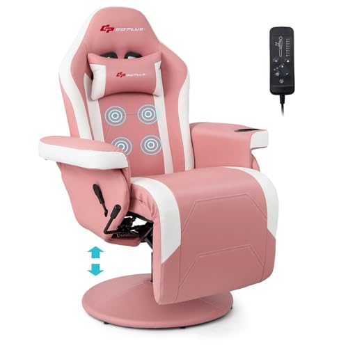 Gaming Recliner Adjustable Massage Gaming Chair with Cup Holder Footrest Ergonomic Single Sofa Living Room Home Theater Seating with Side Pouch, Blue