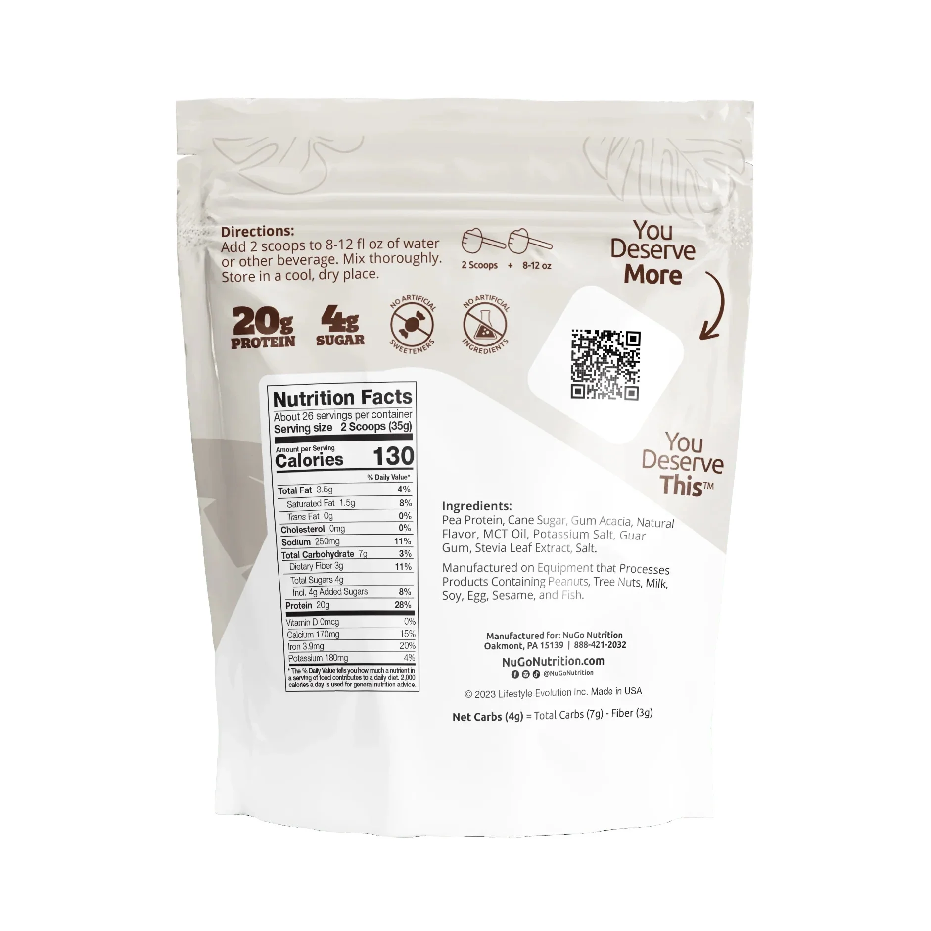 NuGo Plant Protein Powder, Vanilla, 20g Vegan Pea Protein, Low Sugar, Gluten Free, Dairy Free Ingredients, Soy Free, Non-GMO, Plant Based, Kosher, For Smoothies  Shakes, 26 Servings