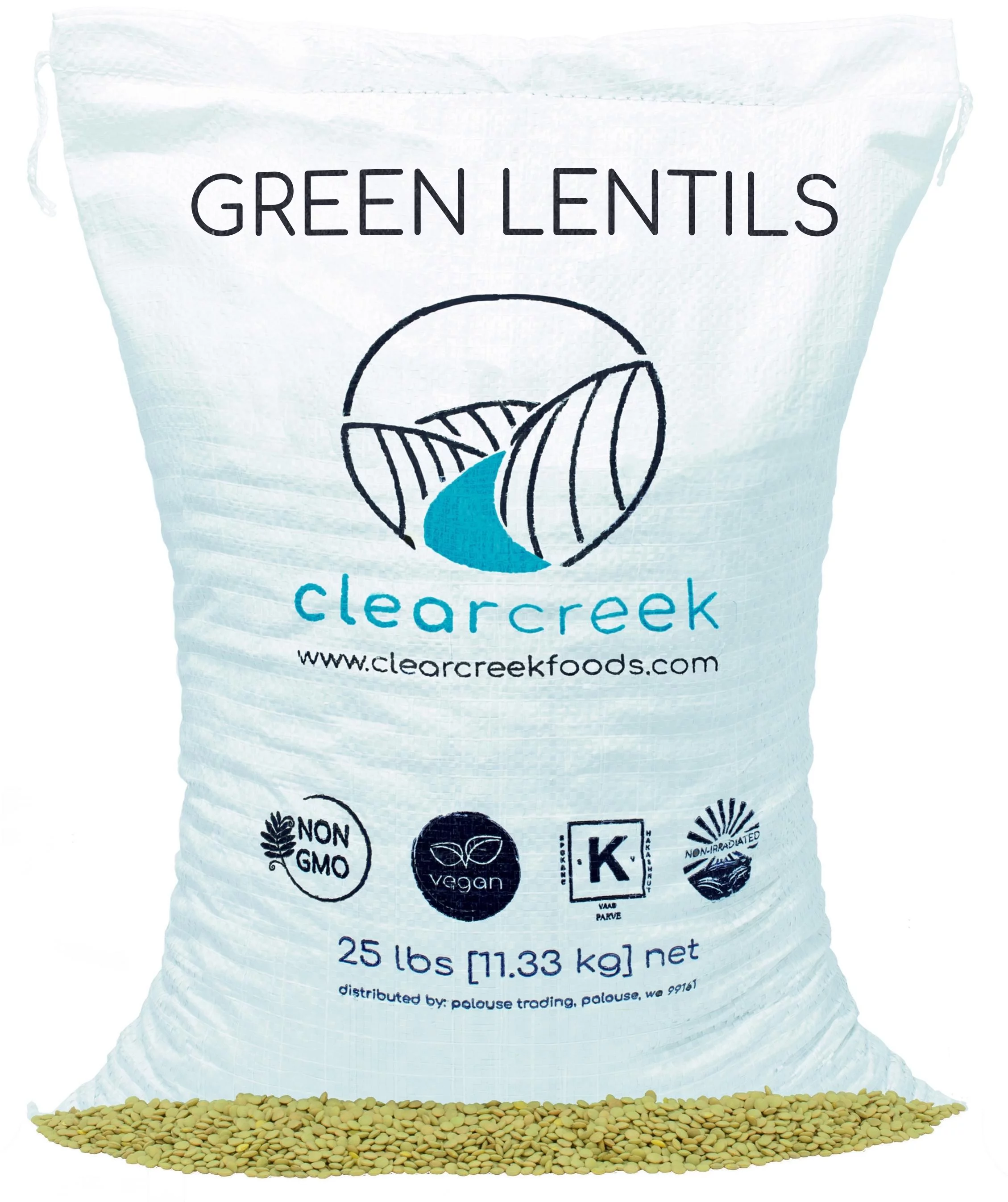 Montana Green Lentils | 25 lbs | Non-GMO | Dried | Clear Creek by Palouse Brand