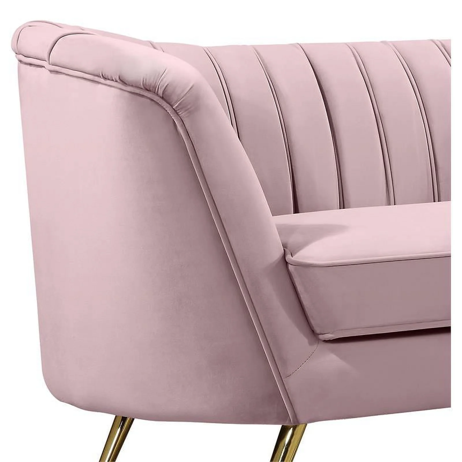 Home Square 2-Piece Set with Velvet Accent Chair & Sofa in Pink and Gold