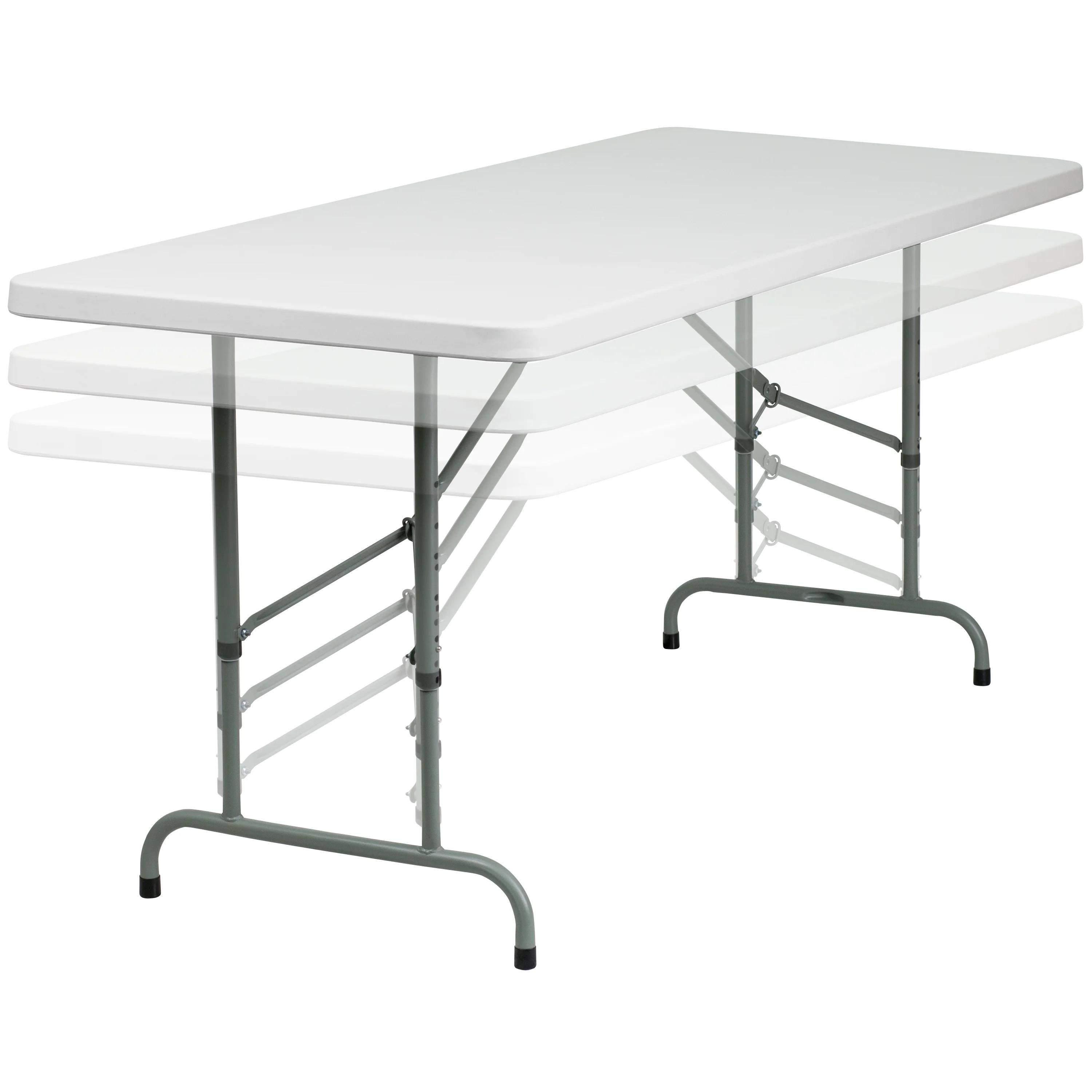 Flash Furniture 6-Foot Height Adjustable Granite White Plastic Folding Table