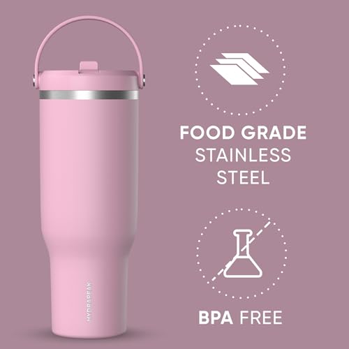 Hydrapeak Nomad 24 oz Tumbler with Handle and Straw Lid, Leakproof, Double Insulated, 24oz Cup Stainless Steel (Blush)