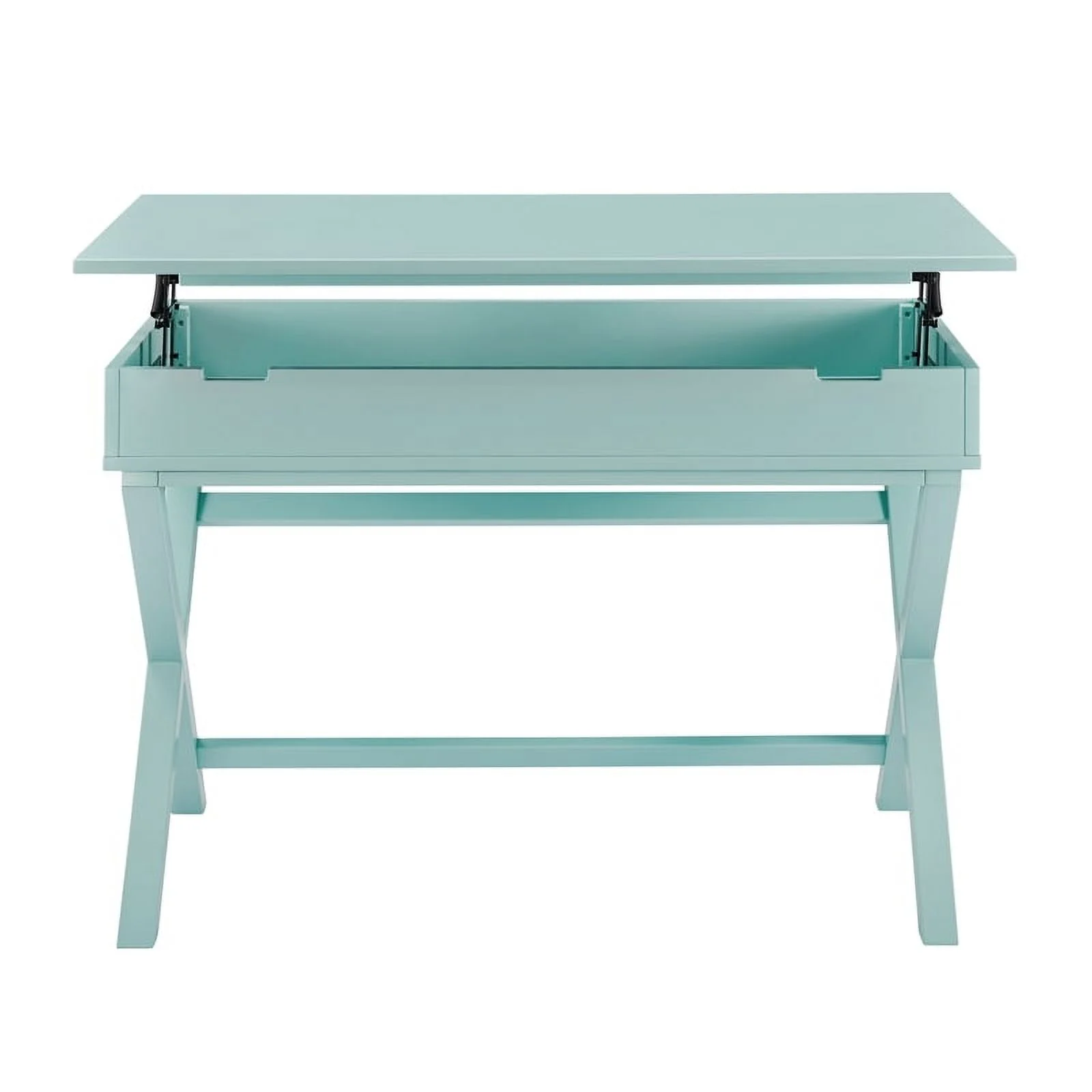 Riverbay Furniture Transitional Wood Lift Top Stand Up Desk in Turquoise Blue