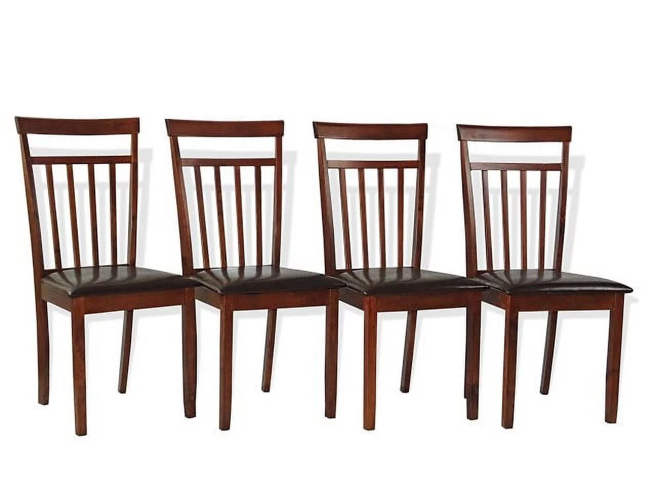 SK New Interiors Set of 4 Warm Solid Wood Dining Kitchen Side Chairs w/Padded Seat,  Medium Brown