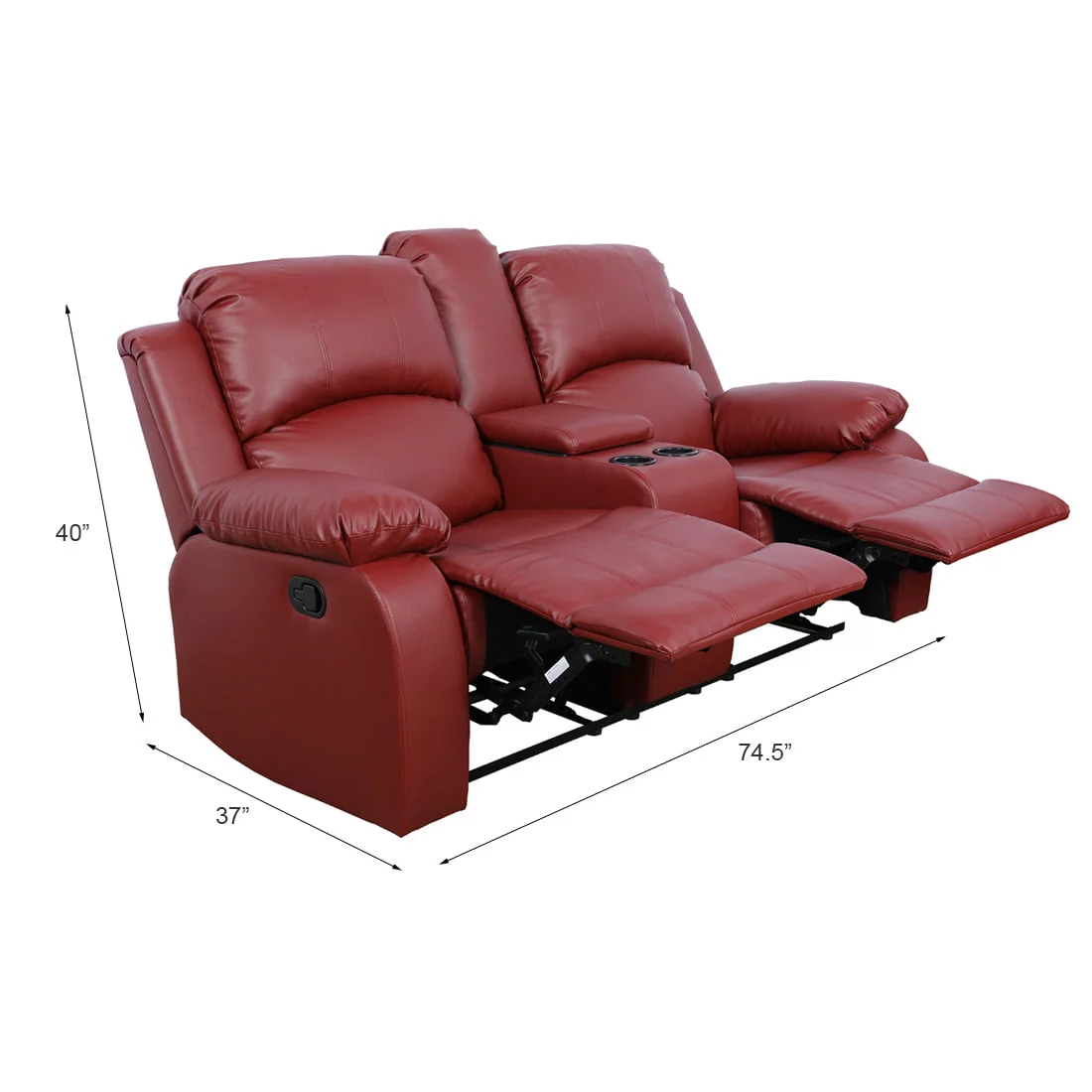 Ainehome Red Leather Reclining Sofa + Loveseat Set Living Room Recliner Set