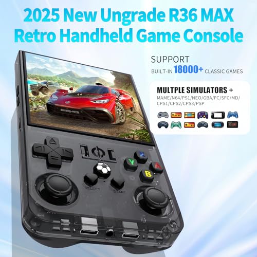 2025 New Upgrade R36MAX Retro Handheld Game Console with 64G Built-in 18000+ Classic Games,Emulator Handheld,4.0