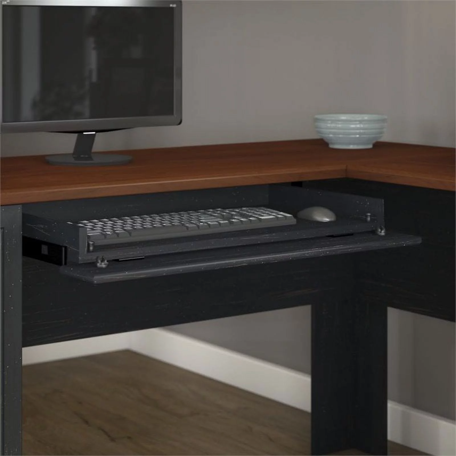 Kingfisher Lane L-Shaped Wood Computer Desk in Black