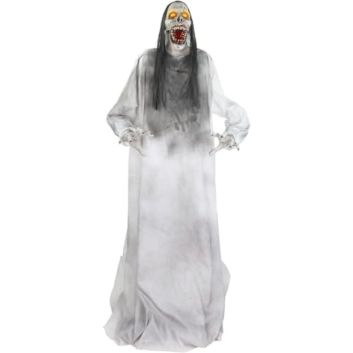 Haunted Hill Farm 5.9 ft. Animatronic Lurching Woman by Tekky, Halloween Animatronic, Scary Indoor House Prop & Decoration, Creepy Occult Horror Decor with Motion-Activated Lights & Sound, Life-Size
