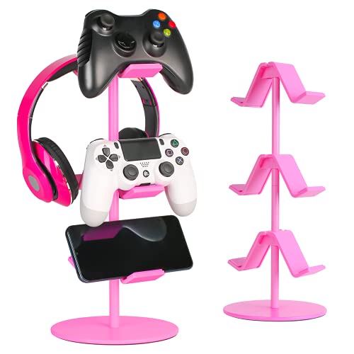 Controller Stand 3 Tier,Headphone Holder, Multi Adjustable Game Controller Headset Hanger for All Universal Gaming PC Accessories, Xbox PS4 PS5 Nintendo Switch(Smart Black)