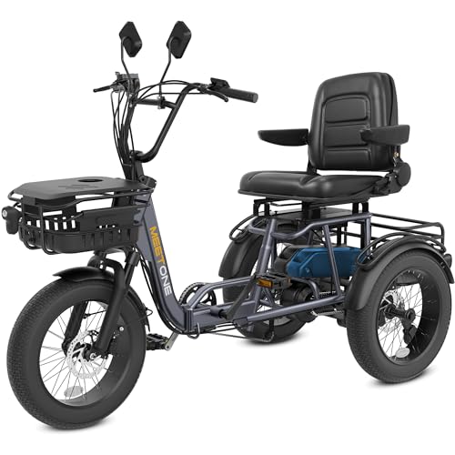 Breeze Pro Folding Electric Tricycle for Adults, 1200W 48V 20AH, 18‘’×4'' Fat Tire Electric Trike, 22MPH 100Miles E-trike, 3 Wheel Electric Bike, Torque Sensor, Reverse & Parking (with Upgraded Parts)