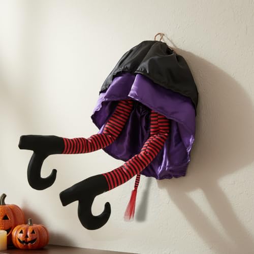 Animated Witch Legs Halloween Decor Dynamic Swing Motion for Flying Witch Yard Decorations